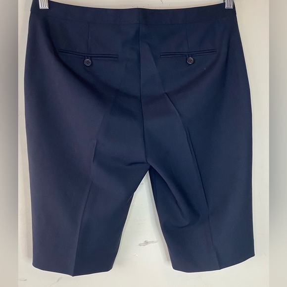 THEORY Navy Blue Virgin Wool Bermuda Shorts Size 8 - Picture 3 of 7